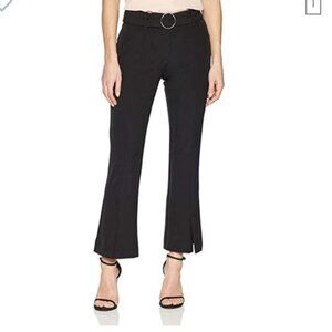 Adrianna Papell Black Cropped Flare Dress Pants With Belt Size 12 Polyester Blen
